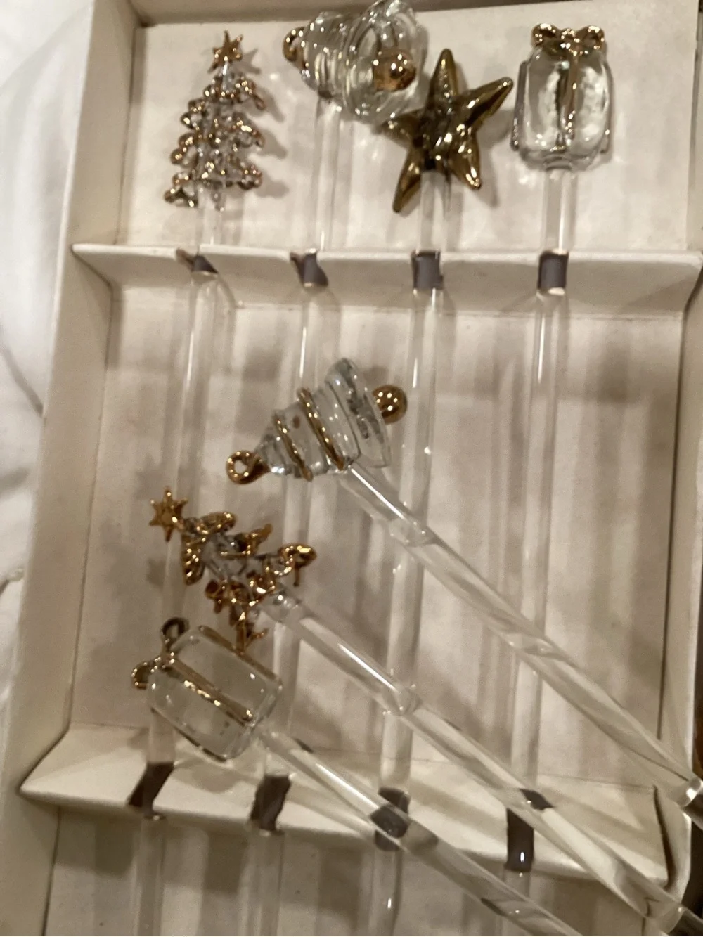 Pier 1 Clear Glass Holiday Drink Stirring Sticks 12 pieces